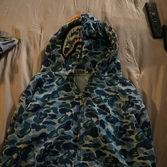 Bape light blue zip up
